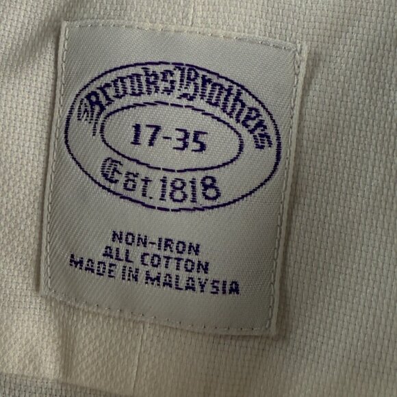 Brooks Brothers Non-Iron White 17 35 Cotton Regular Mens Button Up Shirt Adult - Picture 10 of 16